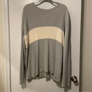 Vintage Men's Ralph Lauren Polo Jeans Co Dry Goods Striped Sweater Grey cream XL